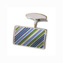 Blues and Green Diagonal Stripe Cufflinks