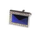 Rectangle Cufflink with Crystals Rhodium