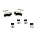 Rectangular Black & Silver Stud Set