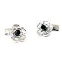 Sterling Petal and Onyx Cufflinks