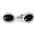 Black & Silver Oval Cufflinks