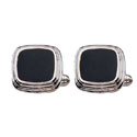 Black Stepped Border Cufflinks