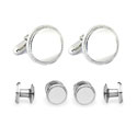 Silver Beaded Engravable Stud Set