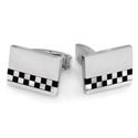 Checkered Stainless Engraved Cufflinks