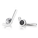 Sterling Stick & Onyx Hockey Puck Cufflinks