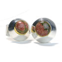 Jasper Gold and Sterling Silver Cufflinks