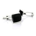 Sterling Black V Stone Cuff Links