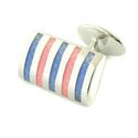Sterling Striped Barrel Cufflinks