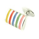 Sterling Striped Barrel Cufflinks