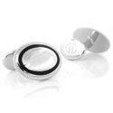 Sterling Black Oval Engravable Cuff Links