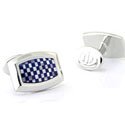 Sterling Lapis and Pearl Cufflinks