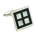 Onyx and Pearl Windowpane Cufflinks