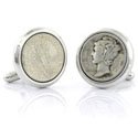 Sterling Mercury Dime Cufflinks
