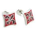 Red & Wine Fleur de Lis Cufflinks