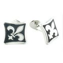 Black & White Fleur de Lis Cufflinks
