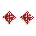 Sterling Red Heraldic Cross Cufflinks