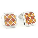 Indented Gold Checkerboard Cufflinks