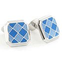 Indented Blue Checkerboard Cufflinks