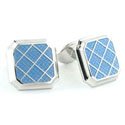 Indented Light Blue Checkerboard Cufflinks