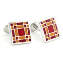 Sterling Wine and Gold Plaid Cufflinks