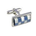 Blue & White Fiber Optic Cufflink