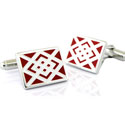 Red & White Diamond Design Cufflinks