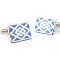 Light Blue & White Diamond Design Cufflinks