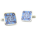 Decorative Contrast Blue Cuff Links