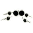White Brass & Onyx Stud Set