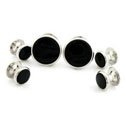 White Brass & Onyx Flat Back Stud Set