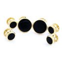 Brass & Onyx Flat Back Stud Set