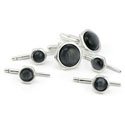 Sterling Silver Black Fiber Optic Stud Set