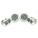Pearl & Onyx Checkerboard Stud Set