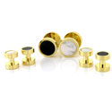 Reversible Pearl & Onyx Gold Stud Set