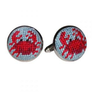 Needlepoint Crab Cufflinks