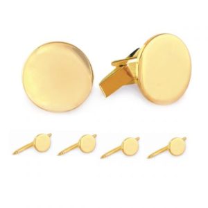 14 Karat Gold Engravable Round Stud Set