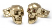 Yellow Gold Plated Moving Skull Cufflinks