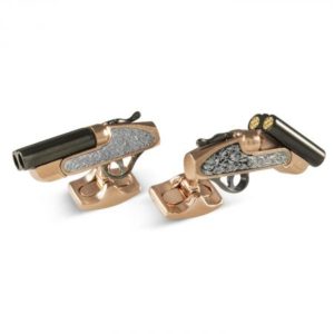 Movable Rose Gold and Gunmetal Shotgun Cufflinks