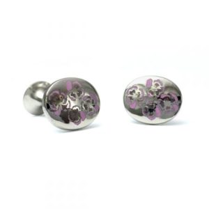 Enameled Lilac Pansy Cufflinks