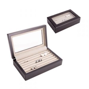 Black Wood Cufflinks Case