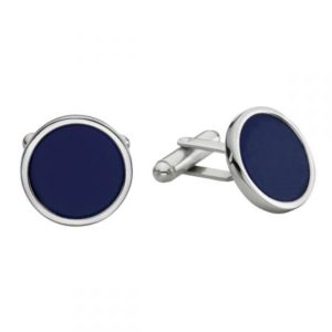 Blue Round Engravable Cufflinks