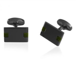 Gunmetal Engravable Cufflinks with Jasper Accents