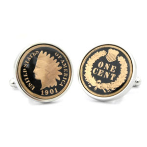 David Donahue Designer Indian Head Penny Cufflinks