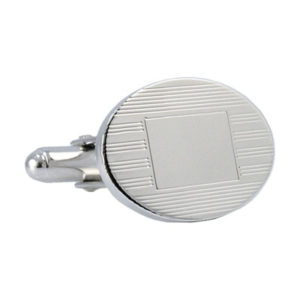 Oval Etched Stripe Engravable Cufflinks