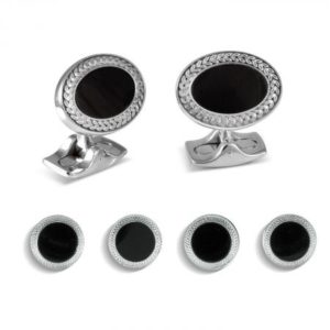 Oval Onyx Dress Stud Set