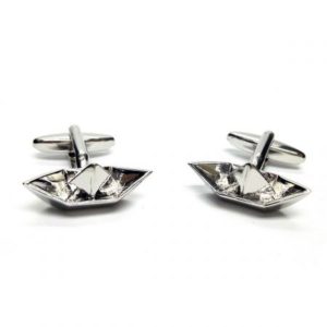 Paper Boat Rhodium Plated Cufflinks