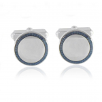 Sterling Silver Navy Sunburst Engravable Cufflinks