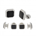 Octagonal Onyx and Sterling Silver Stud Set by David Donahue