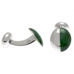 Sterling Half Moon Malachite Cufflinks