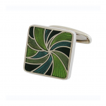 St. Patrick's Day Cufflinks: Green Square Swirl Cuff Links